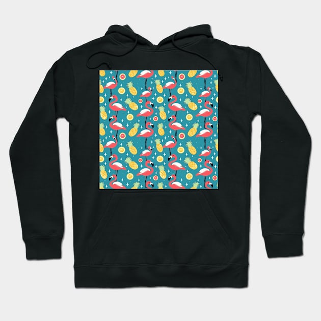 Tropical Flamboyance: Flamingo & Pineapple Extravaganza Hoodie by star trek fanart and more